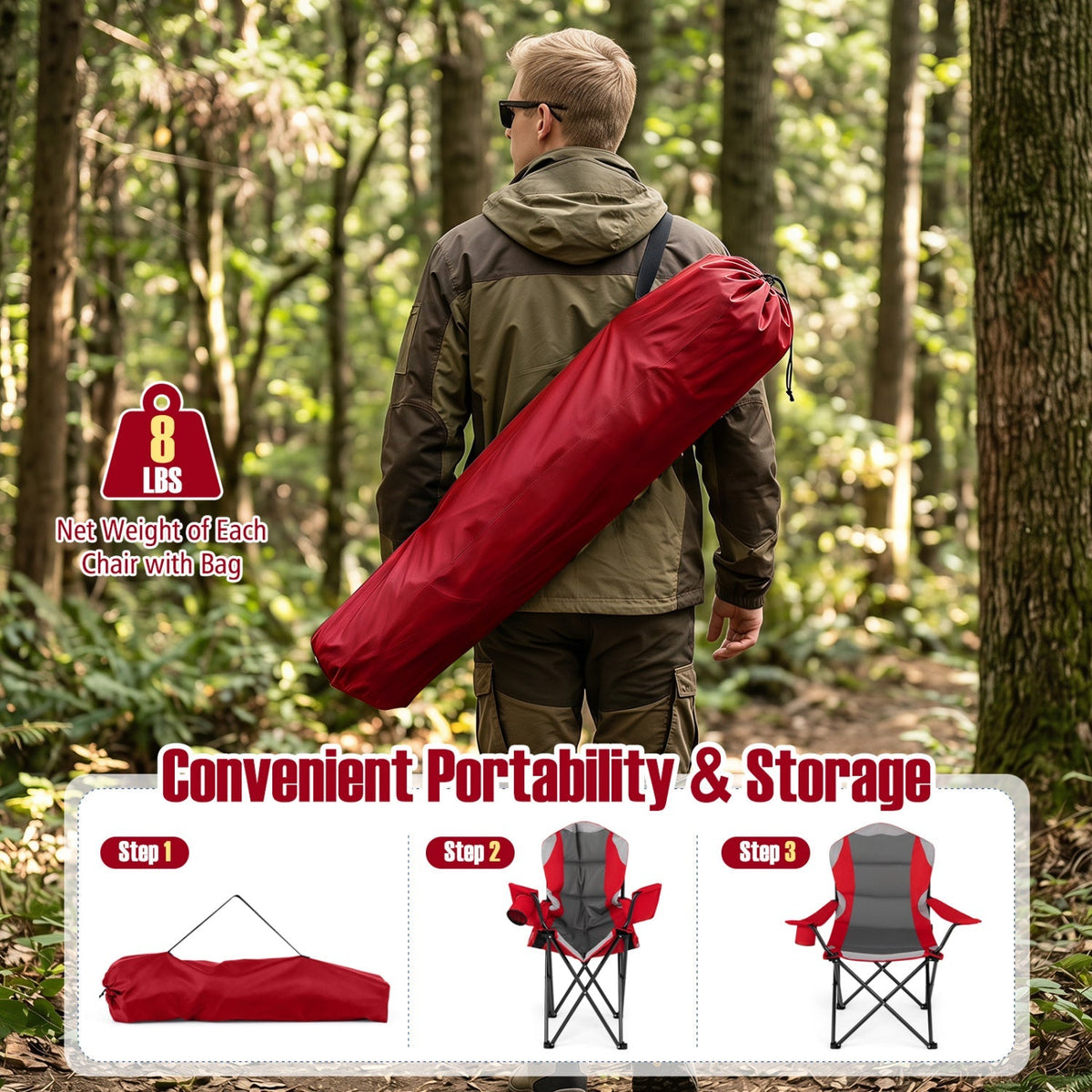 Folding Camping Chairs for Adults with Cup Holders (2-Pack) 24