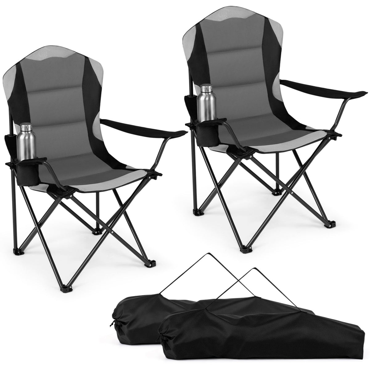 Folding Camping Chairs for Adults with Cup Holders (2-Pack) 2