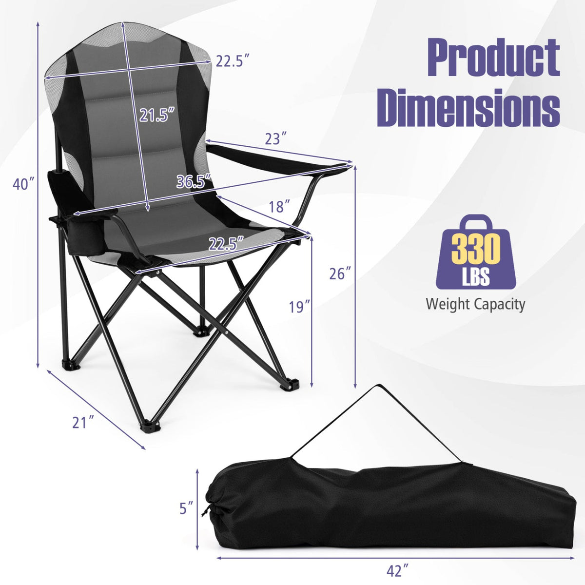 Folding Camping Chairs for Adults with Cup Holders (2-Pack) 3
