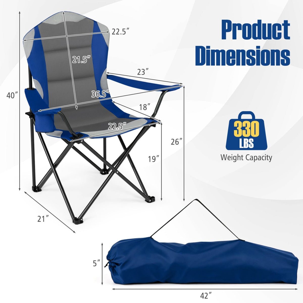 Folding Camping Chairs for Adults with Cup Holders (2-Pack) 11