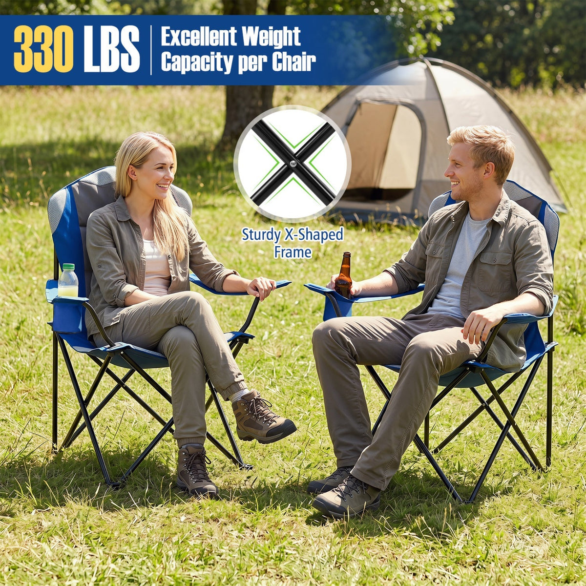 Folding Camping Chairs for Adults with Cup Holders (2-Pack) 12