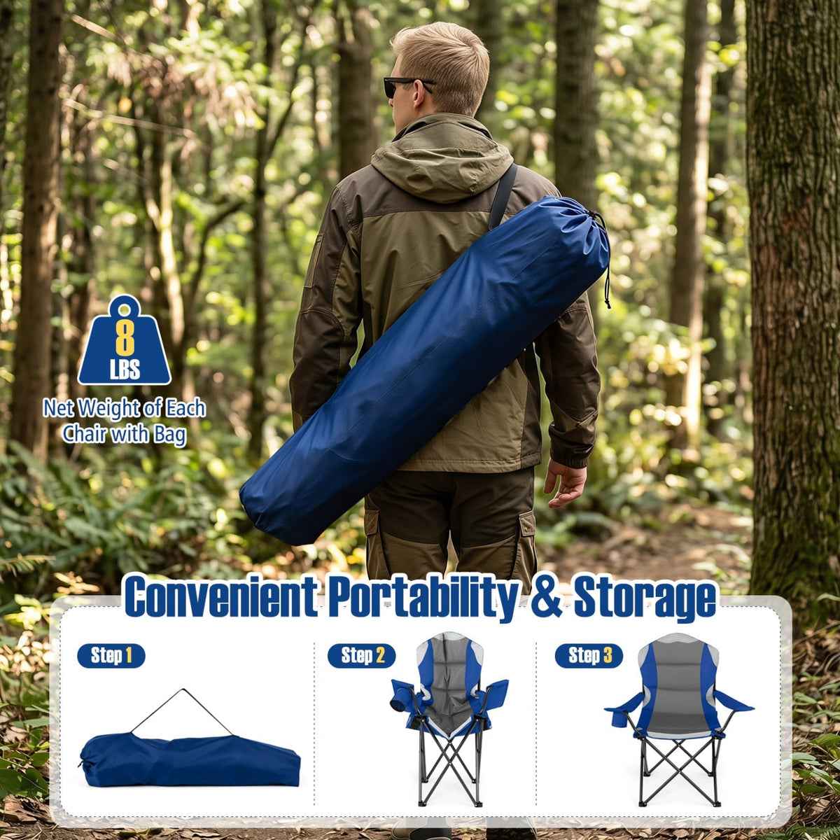 Folding Camping Chairs for Adults with Cup Holders (2-Pack) 14