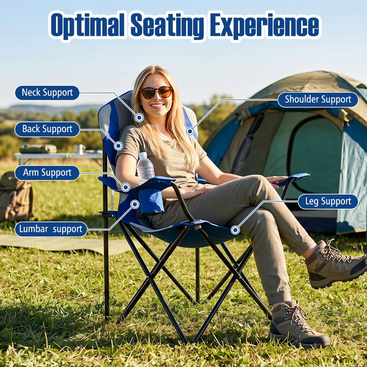 Folding Camping Chairs for Adults with Cup Holders (2-Pack) 16
