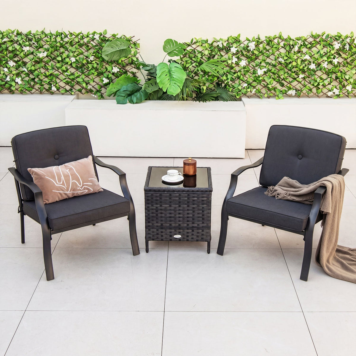 Patio Metal Dining Chairs with Cushions - Set of 2 1