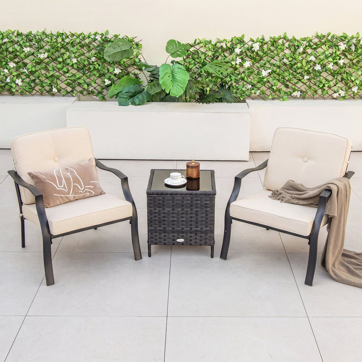 Patio Metal Dining Chairs with Cushions - Set of 2 7