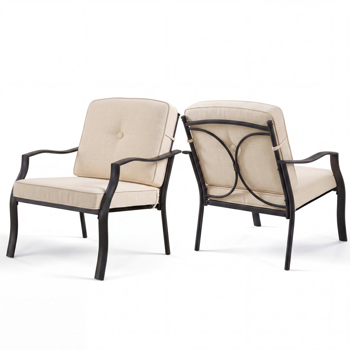 Patio Metal Dining Chairs with Cushions - Set of 2 8