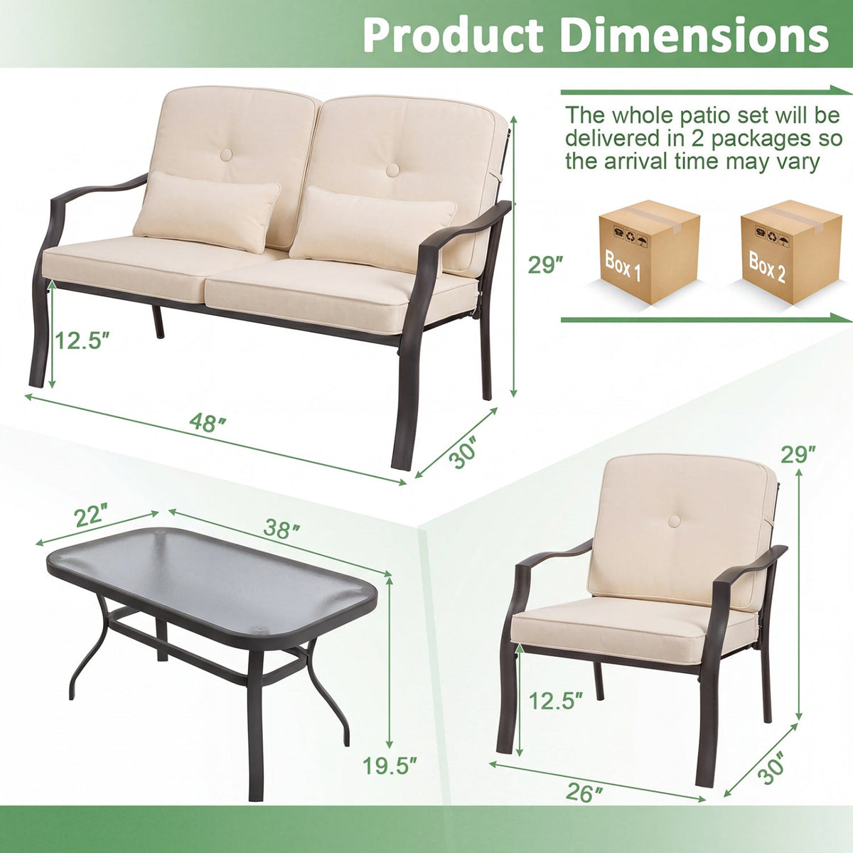 Patio Metal Dining Chairs with Cushions - Set of 2 9