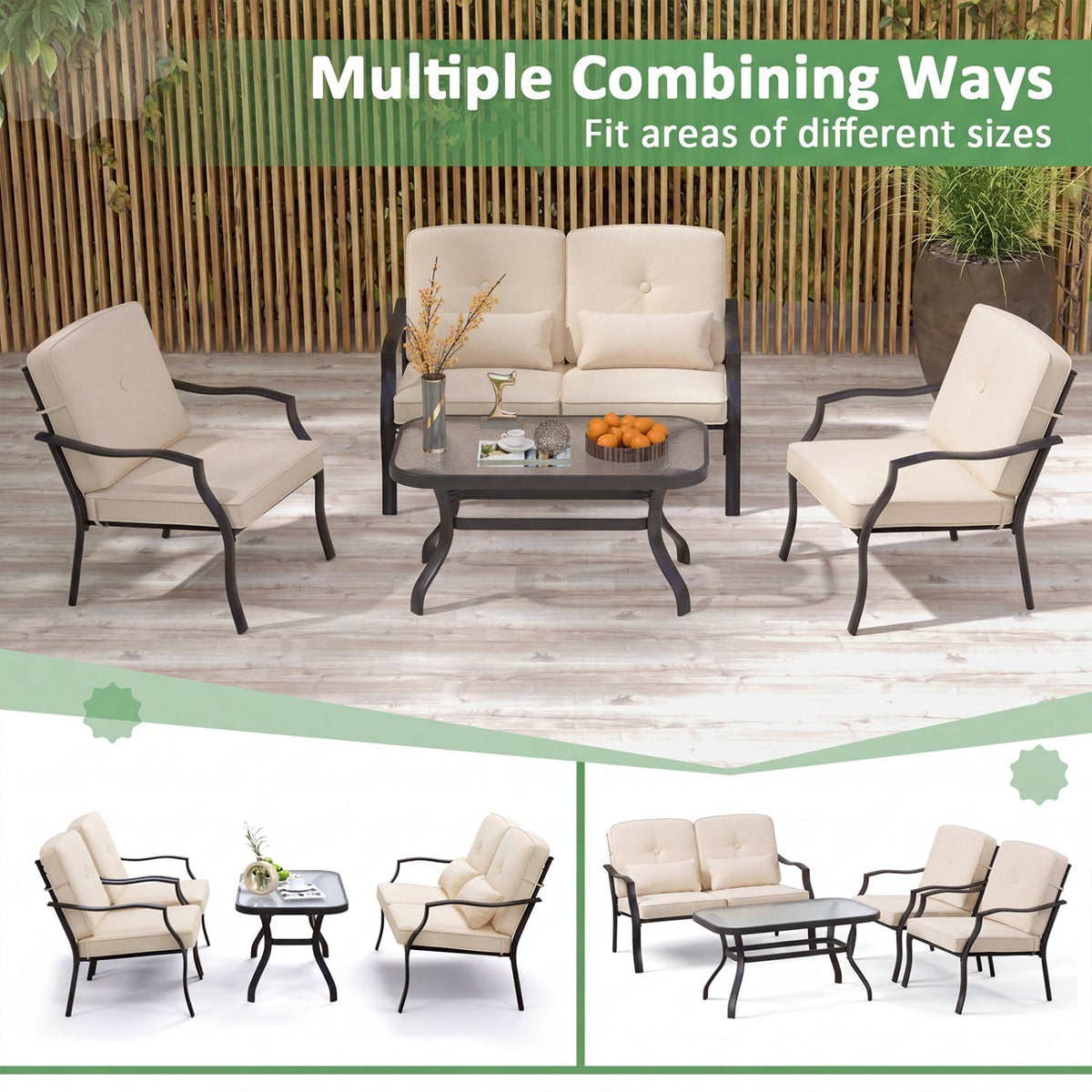 Patio Metal Dining Chairs with Cushions - Set of 2 12