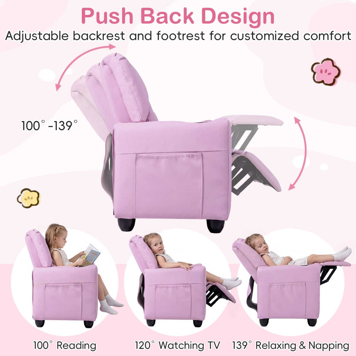 2-Seater Kids Recliner Double Toddler Sofa Chair with 2 Cup Holders 9