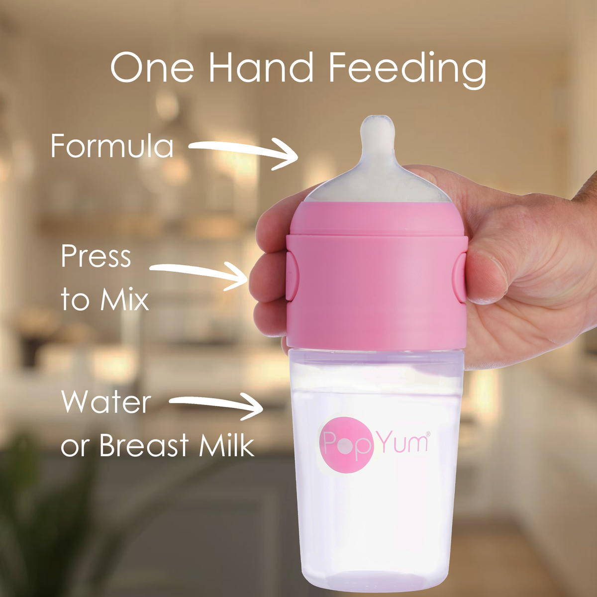 PopYum 9oz Anti-Colic Baby Bottle for Breast and Formula Feeding, 2-Pack, Pink, #2 Medium Flow Nipples 2