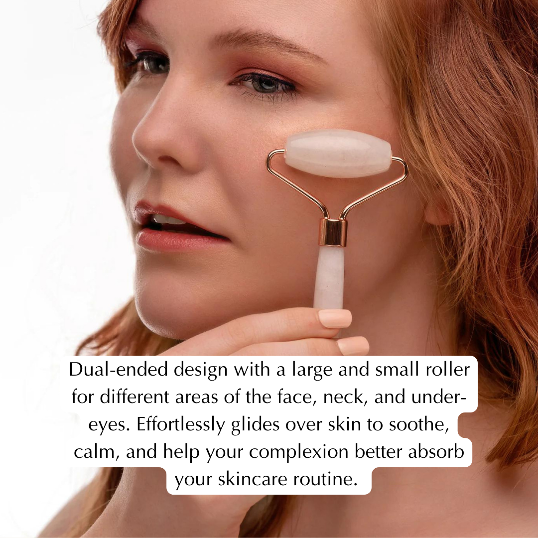 Rose Quartz Facial Roller for Puffiness 5
