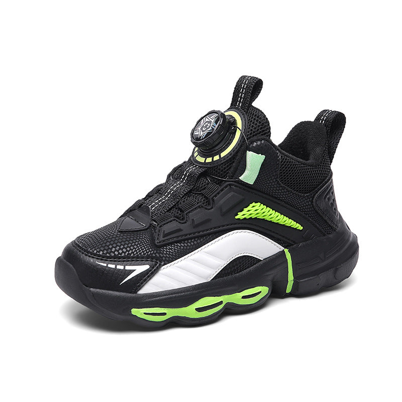 Autumn And Winter Non-slip Outdoor New Rotating Buckle Children's Waterproof Leather Basketball Shoes 5