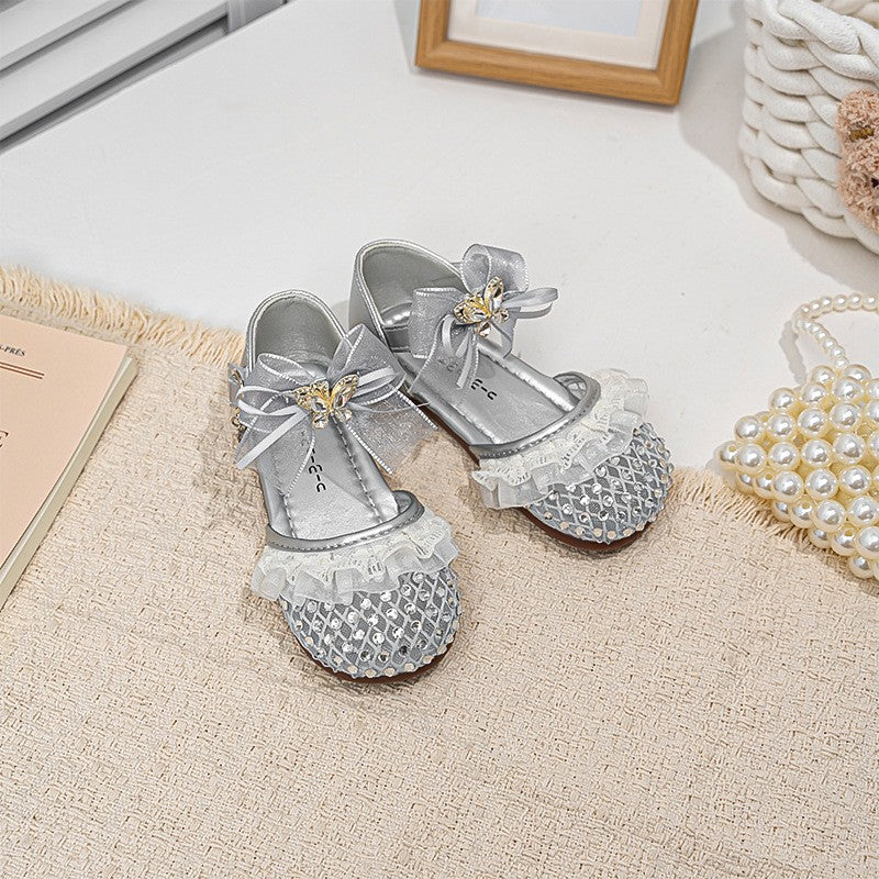 2026 Summer New Girls Woven Closed-Toe Sandals, Soft Sole Anti-Collision Lightweight Princess Performance Sandals For Kids 6
