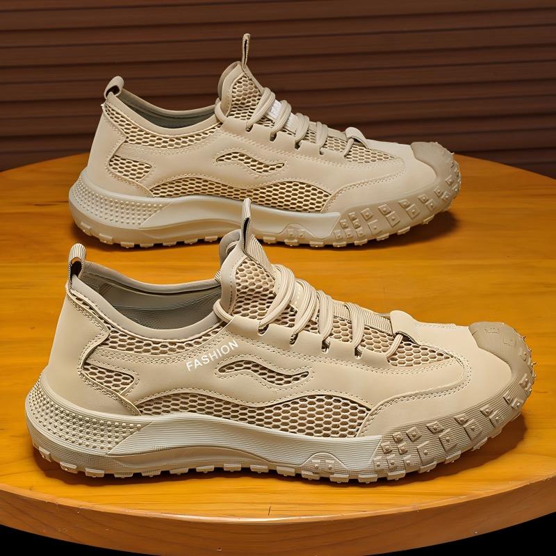 Men's Four-Season Breathable Mesh Work Sneakers, Outdoor Casual Shoes With Tire Pattern Soles 2