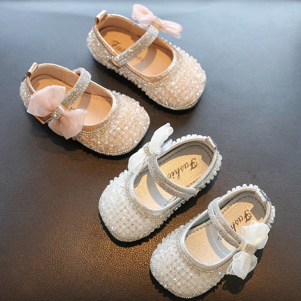 Soft Bottom Leather Shoes Baby Pumps Fashion Performance Crystal Shoes 4