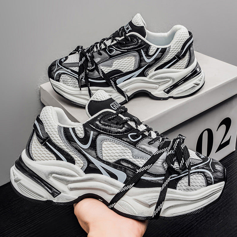 European Style Men's Shoes, New Spring & Autumn Arrivals, High-End Mesh Casual Athletic Sneakers, Thick Sole Height-Boost Trendy Dad Shoes 1