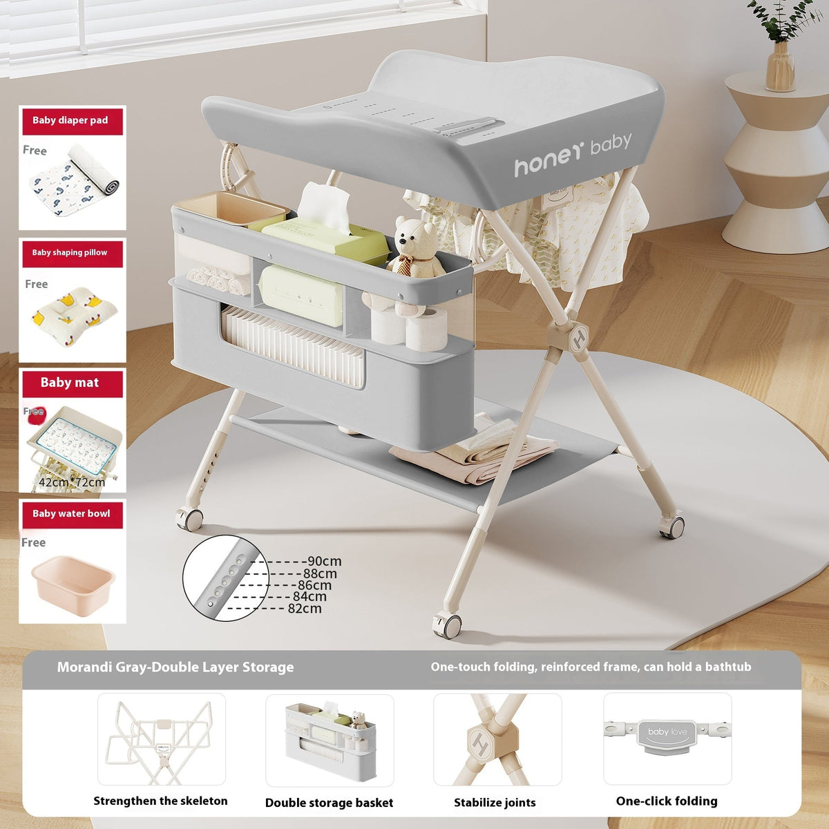 Multifunctional Foldable Diaper-changing Table Baby Care Urine Exchange 6