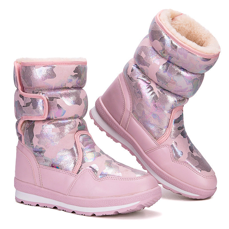 Waterproof And Slip-resistant Winter Mid-top Fleece-lined Thick Children's Winter Shoes 6