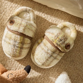 Indoor Home Silent Thick Warm Fur Shoes For Children 1