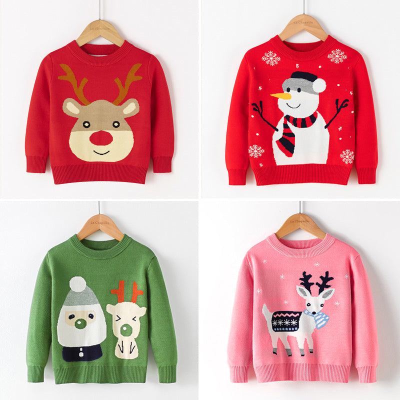 Cotton Double Layer Autumn Winter Christmas Long Sleeved Children's Sweater 2