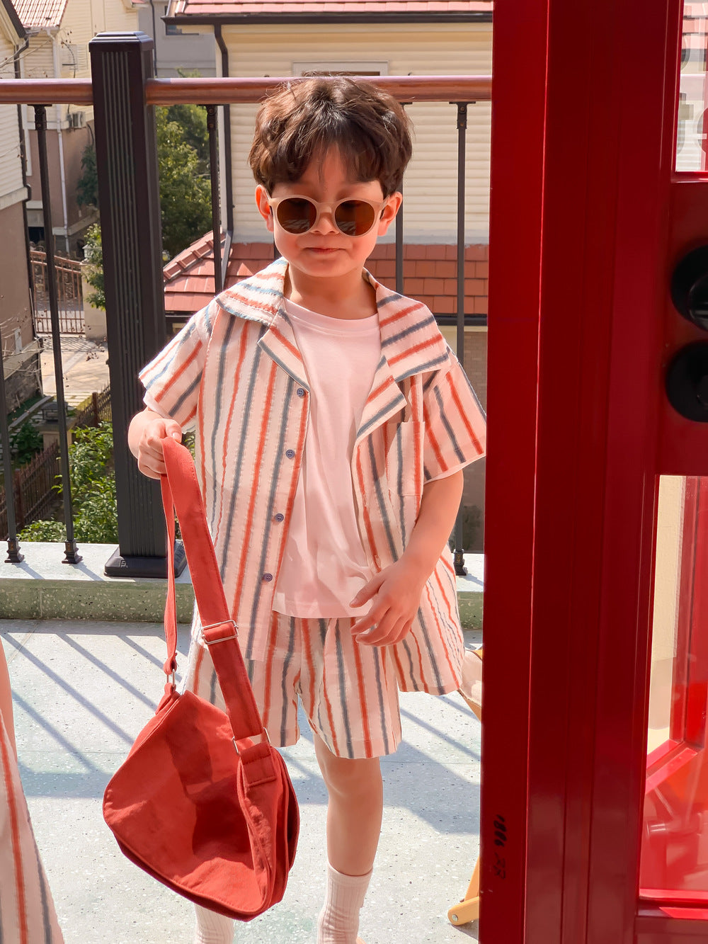 Striped Vest Dress And Short-sleeve Shorts Set 7