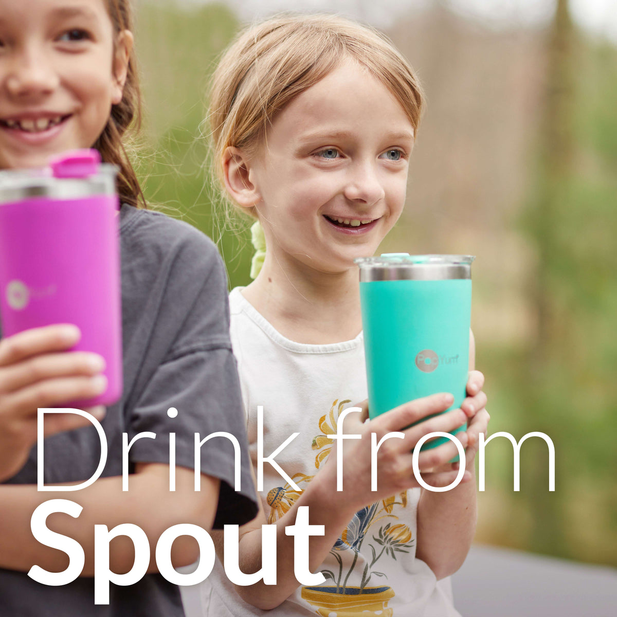 PopYum 13oz Insulated Stainless Steel Kids’ Cups with Lid and Straw, 2-Pack, Green & Pink, stackable, sippy, baby, child, toddler, tumbler 3