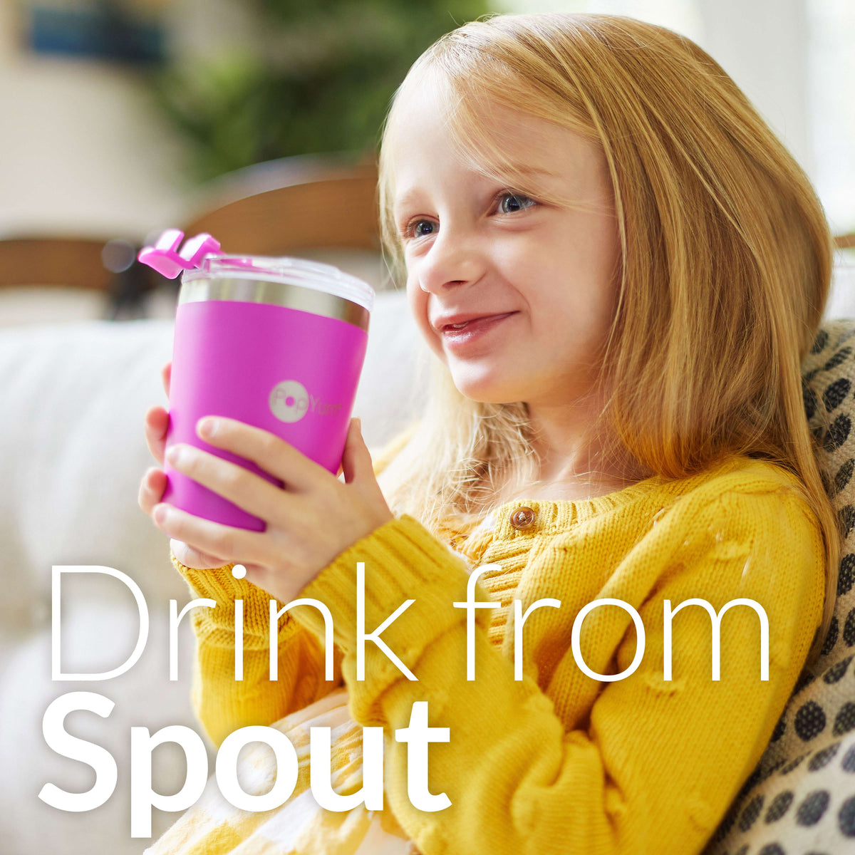PopYum 9oz Insulated Stainless Steel Kids’ Cups with Lid and Straw, 2-Pack, Blue & Pink, stackable, sippy, baby, child, toddler, tumbler 3