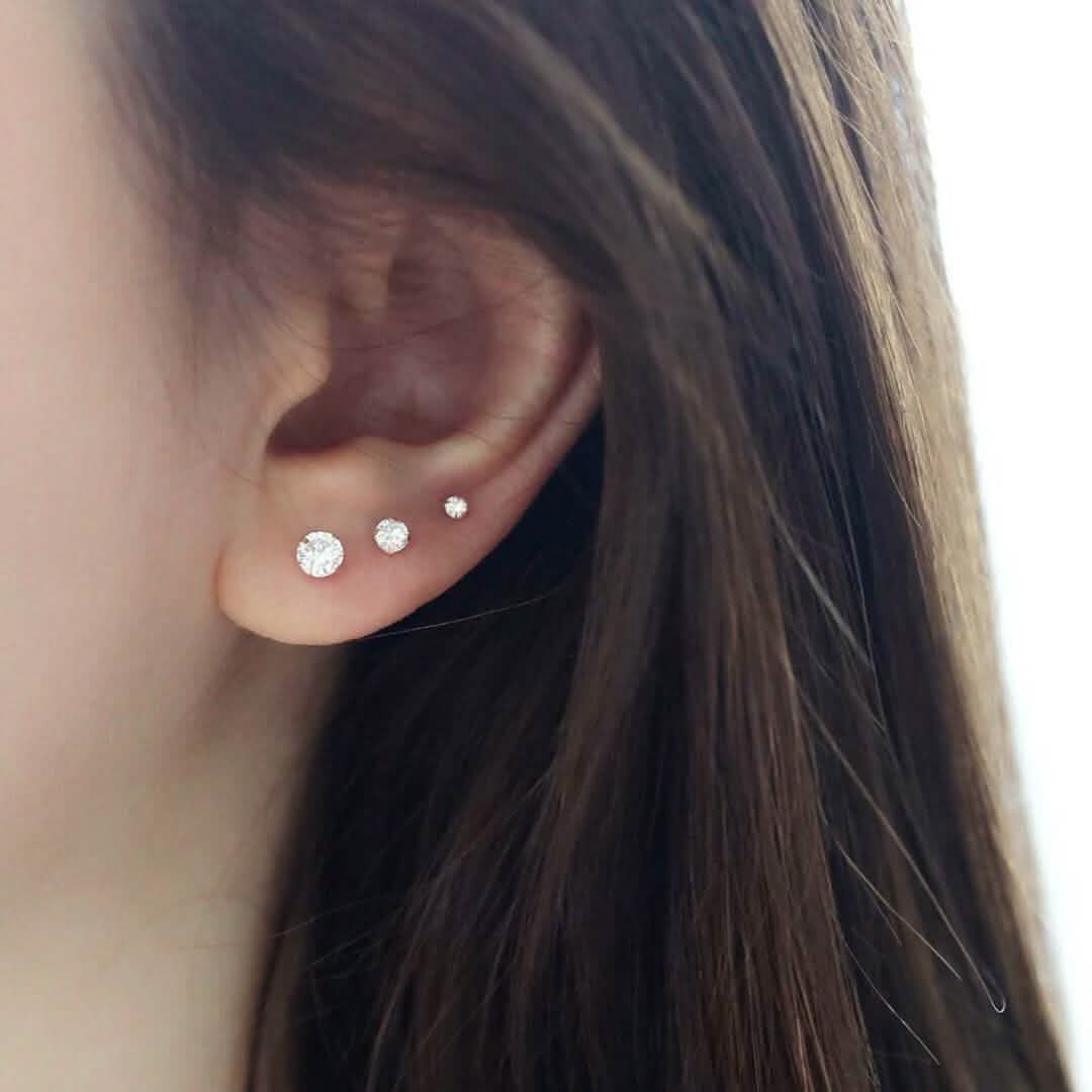 3-Pair Set: Sterling Silver Crystal Stud Earrings 5