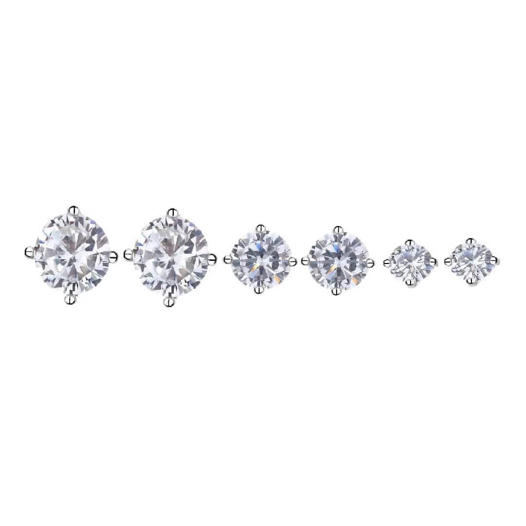 3-Pair Set: Sterling Silver Crystal Stud Earrings 3