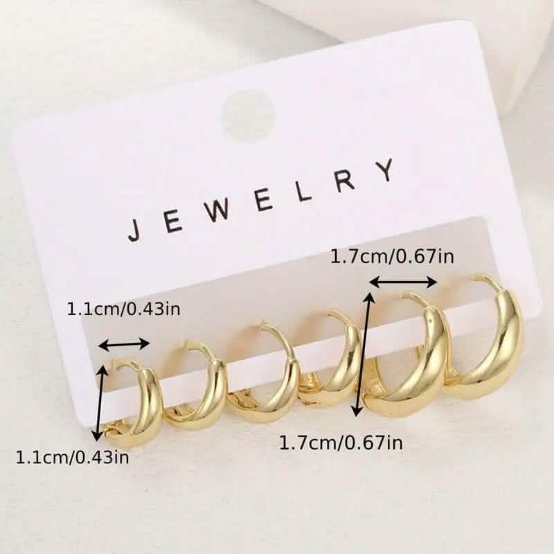 3-Pairs: Stylish and Simple Copper Earrings 3