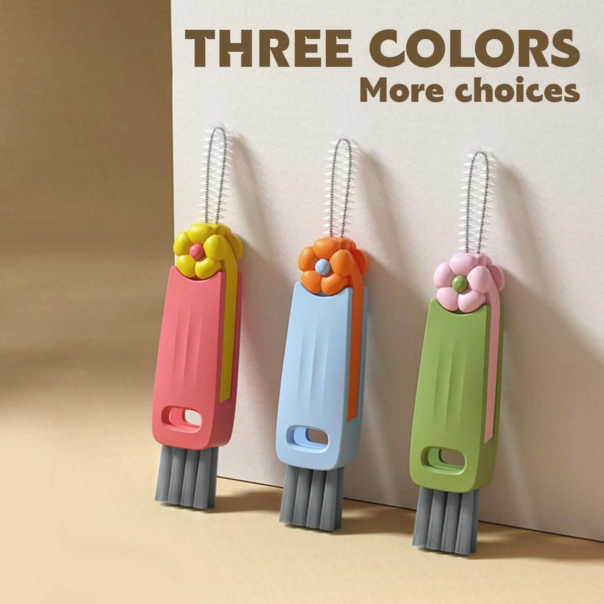 3-Piece: 3-in-1 Petal Cup Lid Cleaning Brush 3