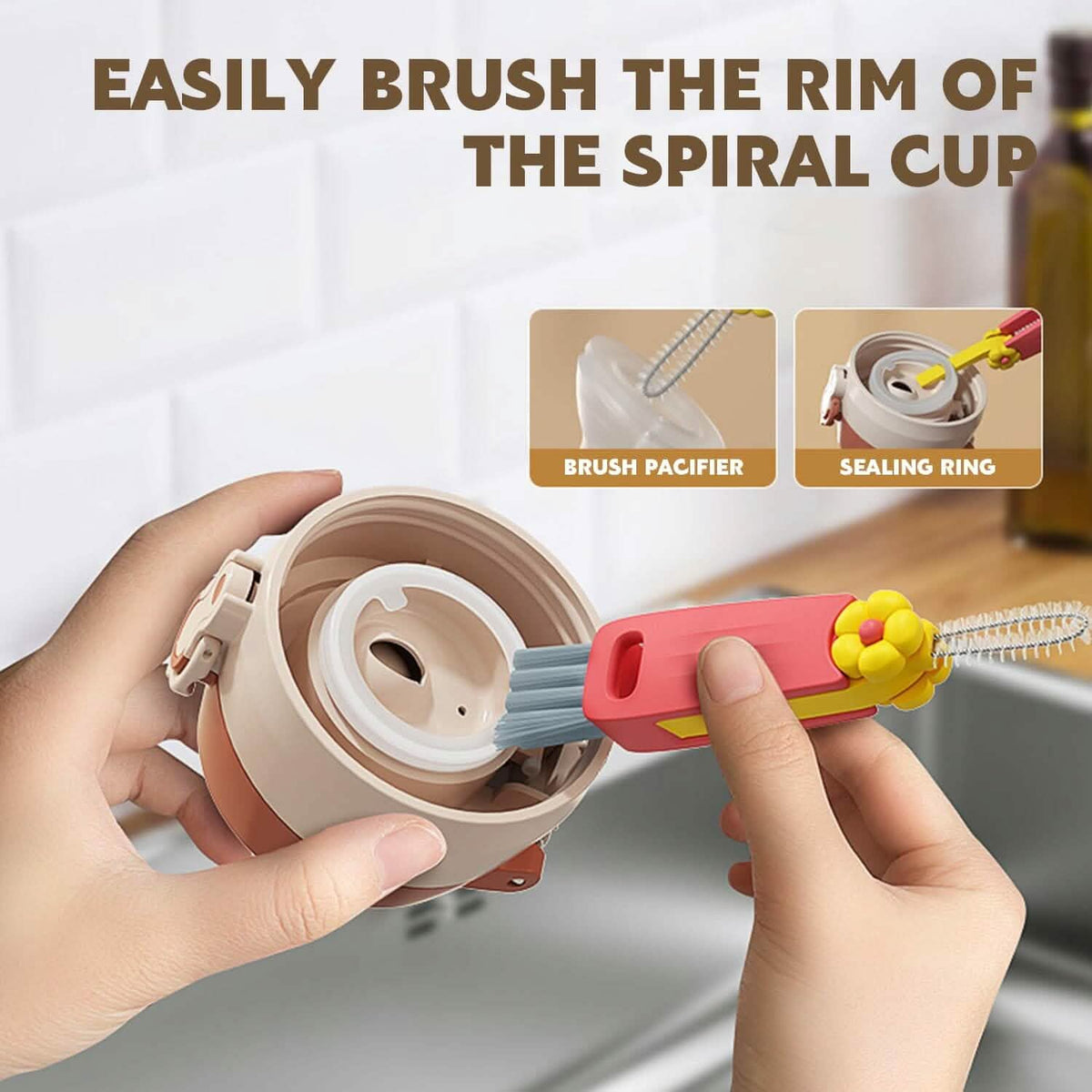 3-Piece: 3-in-1 Petal Cup Lid Cleaning Brush 6