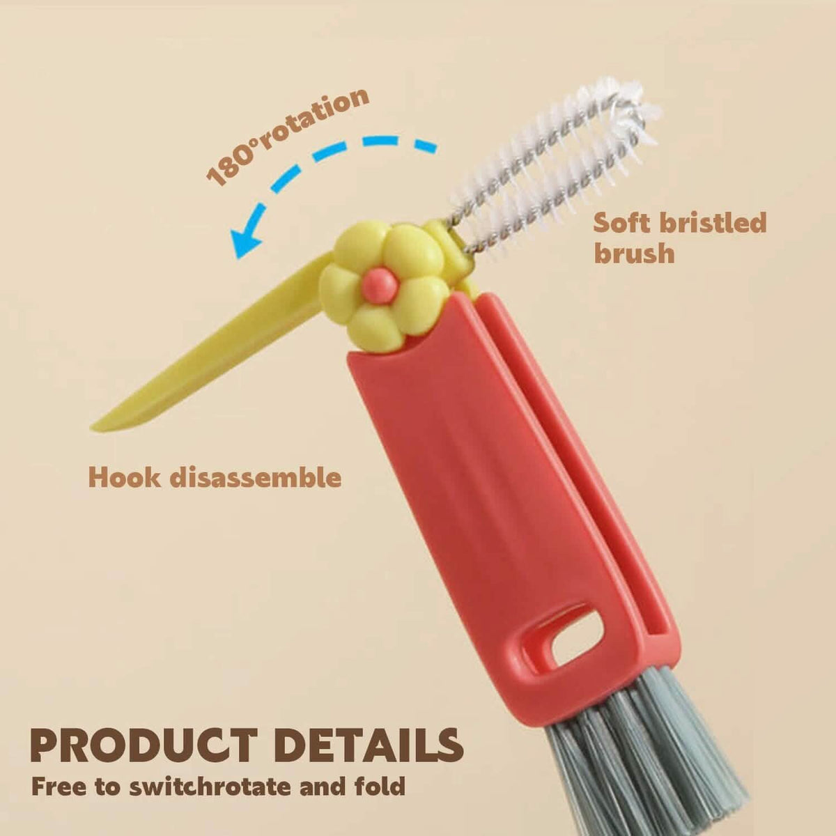 3-Piece: 3-in-1 Petal Cup Lid Cleaning Brush 4