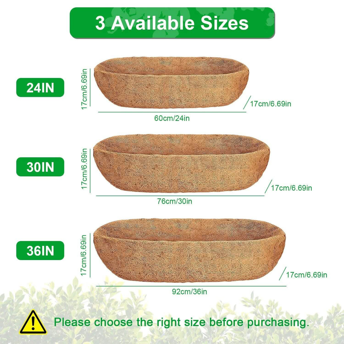 3-Pieces: Trough Coco Basket Half Moon Planter Replacement 5