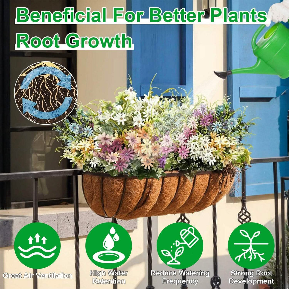 3-Pieces: Trough Coco Basket Half Moon Planter Replacement 8