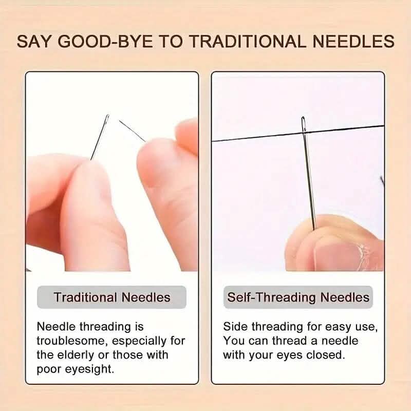 30-Pieces: Self-Threading Random Sizes Needles with Wooden Storage Tube 9