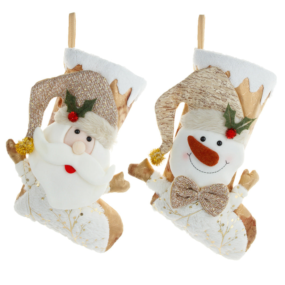 Christmas Decorative Socks Gift Bag Candy Bag Jewelry Gold 3D Christmas Socks Gift Bag 1