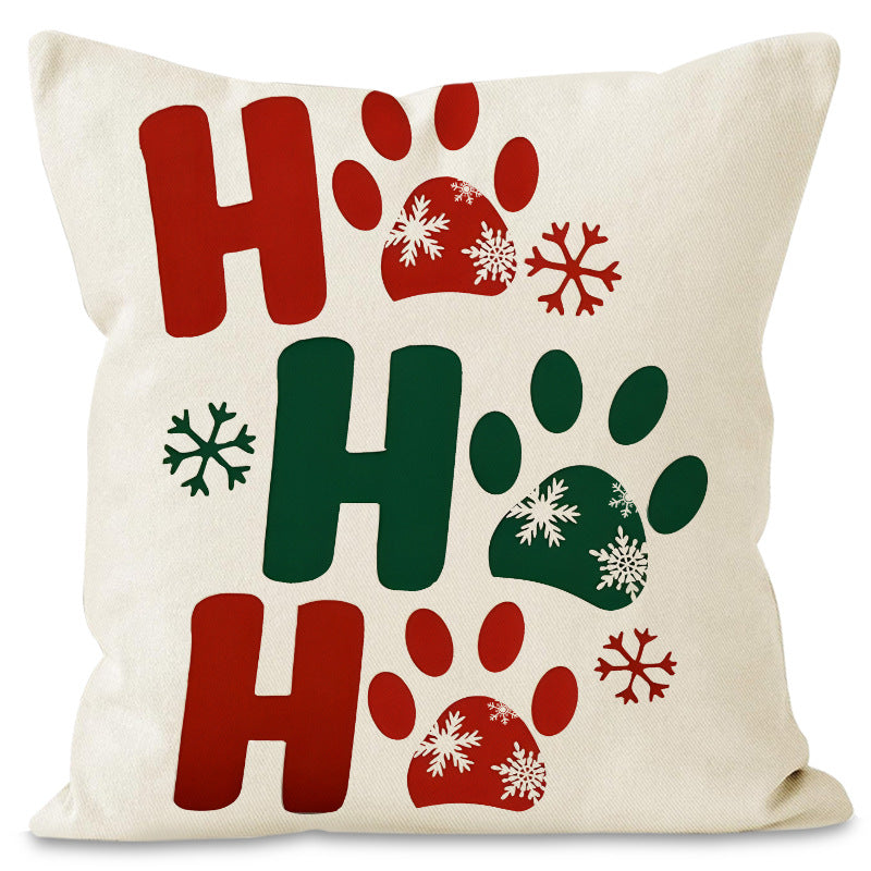 Christmas striped pillow cover linen black cat print pillowcase home holiday decoration cushion cover 6