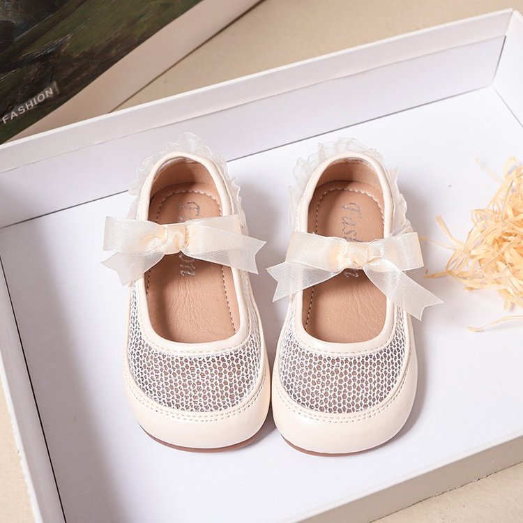 Girls' Fashion Mesh Soft Sole Anti Slip Lace Bow Low Top Princess Single Shoe 2