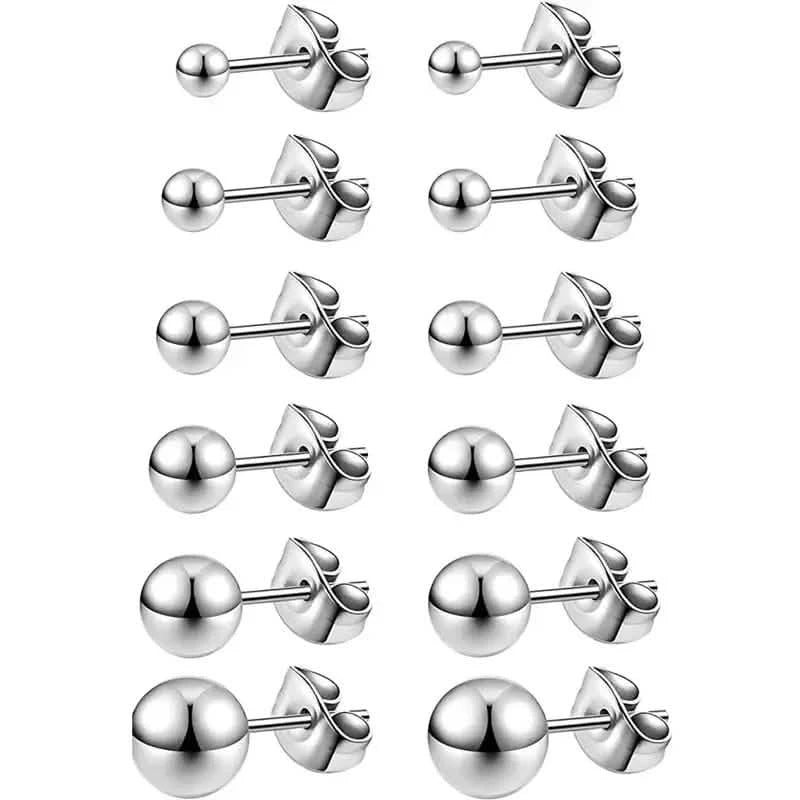 Stainless Steel Hypoallergenic Ball Shaped Stud Earrings 6
