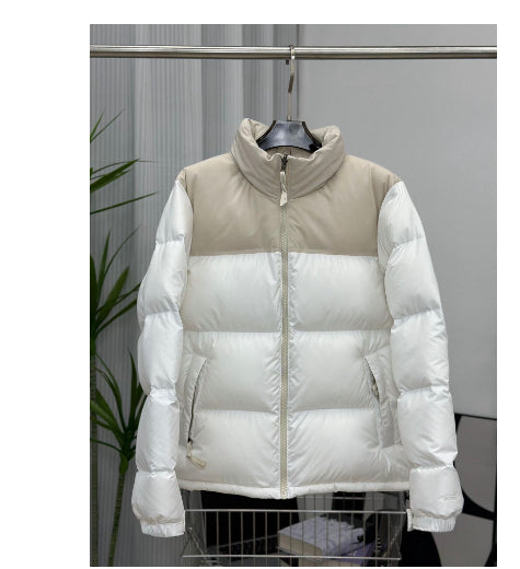 Winter Stand Collar Contrast-colored Coat Cotton Padded Jacket For Men Women Clothing 12