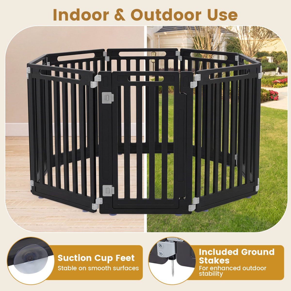 8-Panel Dog Playpen 31.5" Height Indoor Outdoor HDPE 15