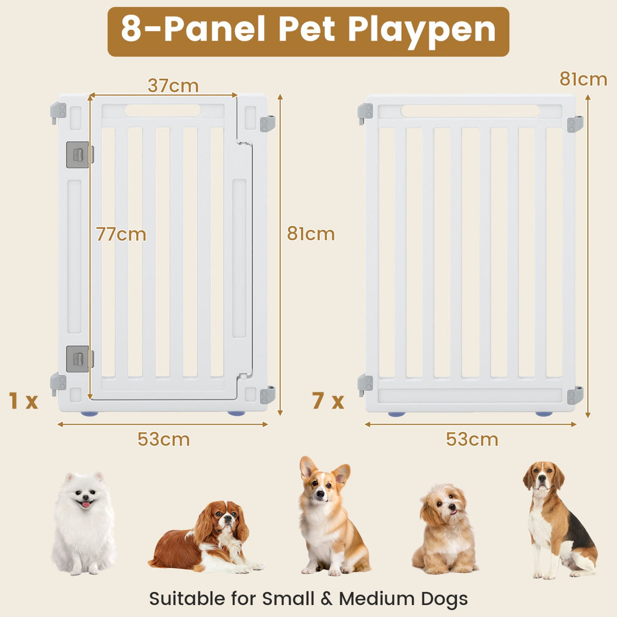 8-Panel Dog Playpen 31.5" Height Indoor Outdoor HDPE 4