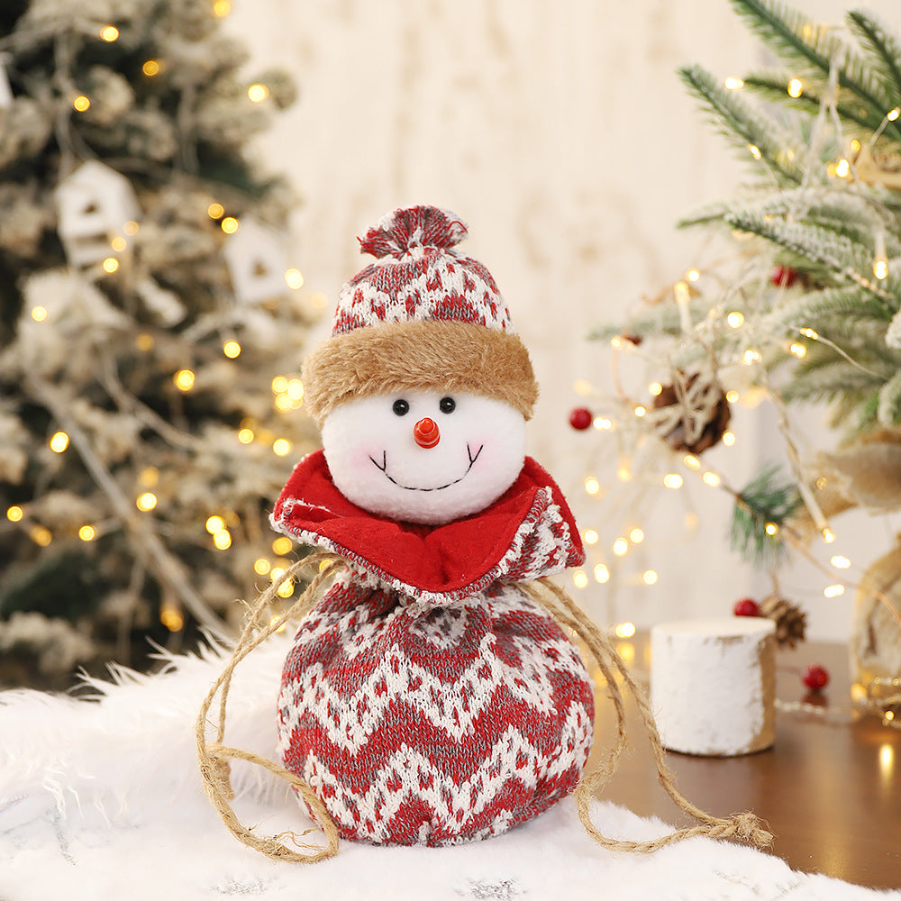 New 3D Knitted Fabric Doll Apple Bag Christmas Decorations Children's Day Gift Bundle Pocket Candy Bag 7