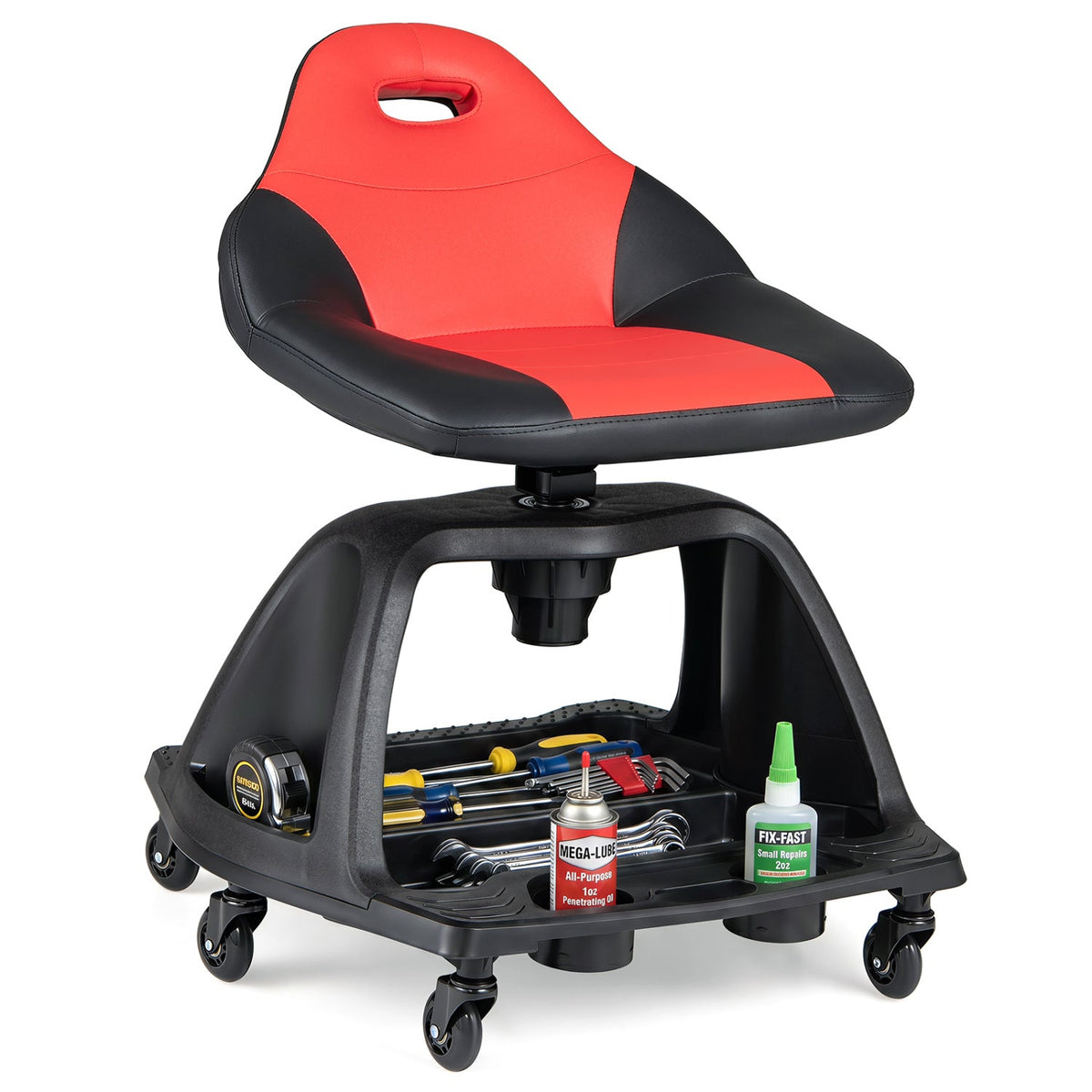 Rolling Mechanic Stool with Backrest and Tool Tray - 330 lbs 4