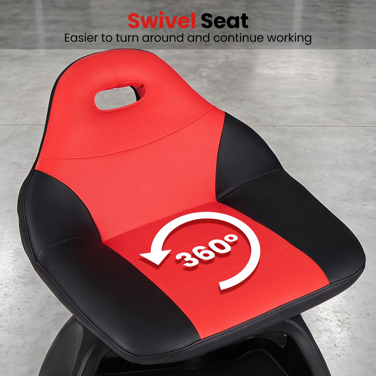 Rolling Mechanic Stool with Backrest and Tool Tray - 330 lbs 6