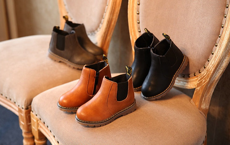 autumn and winter children's shoes short boots boys' leather boots girls Europe and the United States big children's boots single boots 1