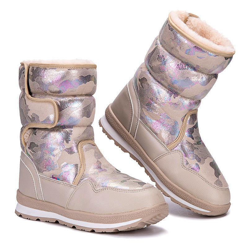 Waterproof And Slip-resistant Winter Mid-top Fleece-lined Thick Children's Winter Shoes 8