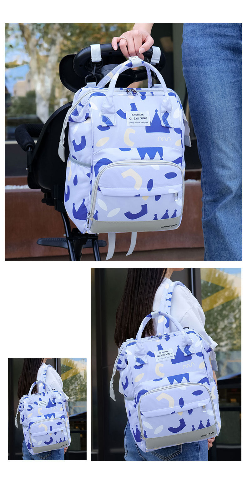 Multi-compartment Mummy Bag Large Capacity Portable Backpack Baby Diaper Bag 10