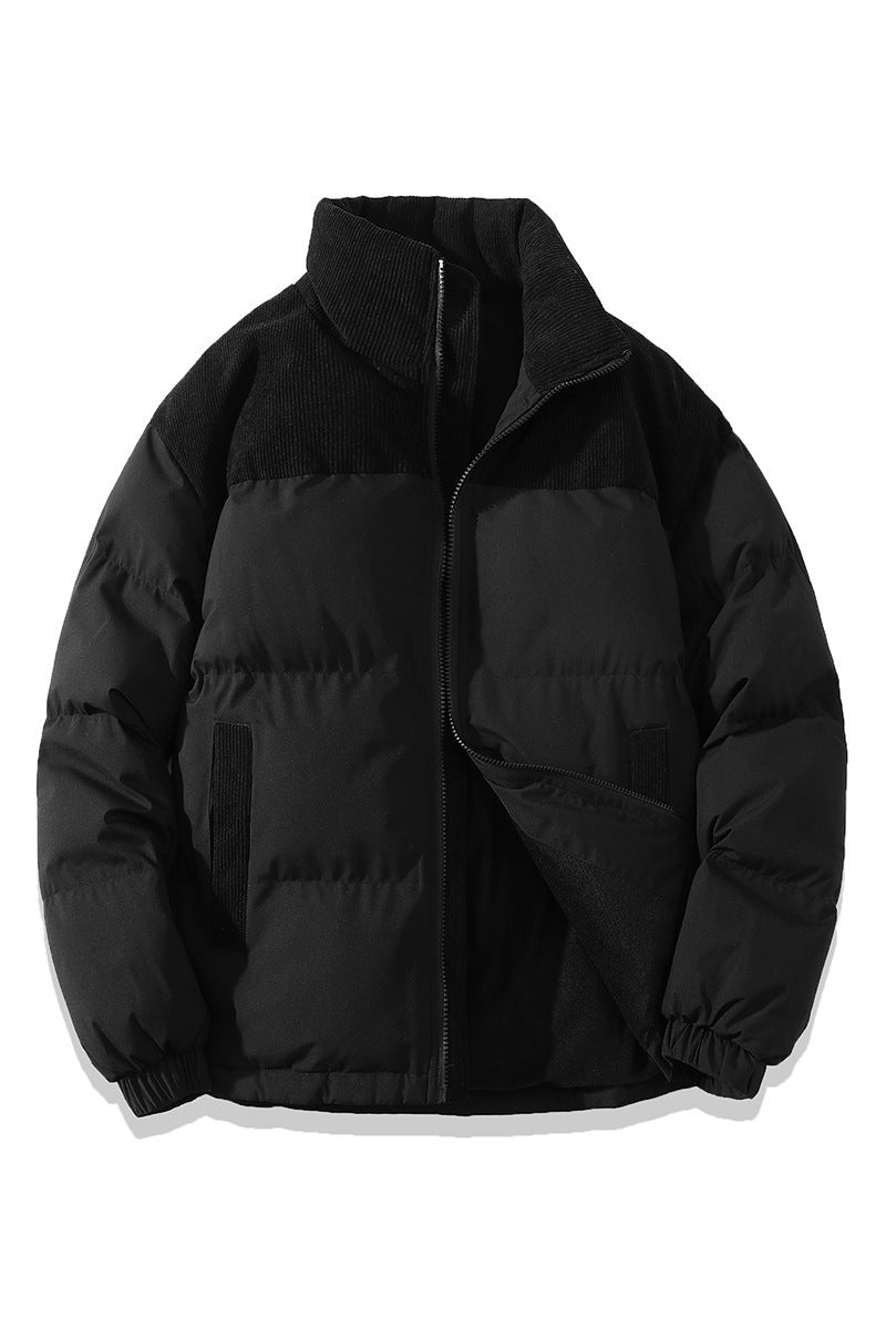 Winter Stand Collar Contrast-colored Coat Cotton Padded Jacket For Men Women Clothing 7
